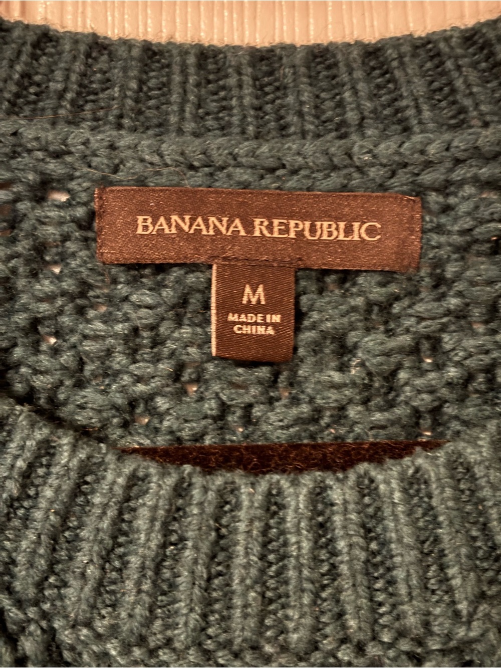 Banana Republic Wool Blend Cable Knit Sweater - Dark Teal, Size M - Picture 3 of 4